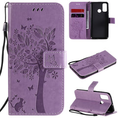 Tree & Cat Embossed Pattern Horizontal Flip Leather Case with Holder & Card Slots & Wallet & Lanyard, For Huawei P Smart 2020, For Huawei Y5p