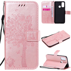 Tree & Cat Embossed Pattern Horizontal Flip Leather Case with Holder & Card Slots & Wallet & Lanyard, For Huawei P Smart 2020, For Huawei Y5p