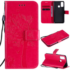 Tree & Cat Embossed Pattern Horizontal Flip Leather Case with Holder & Card Slots & Wallet & Lanyard, For Huawei P Smart 2020, For Huawei Y5p