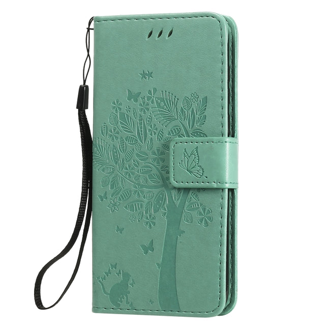 Tree & Cat Embossed Pattern Horizontal Flip Leather Case with Holder & Card Slots & Wallet & Lanyard, For Huawei Y5p, For Huawei Y6p