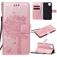 Tree & Cat Embossed Pattern Horizontal Flip Leather Case with Holder & Card Slots & Wallet & Lanyard, For Huawei P Smart 2020, For Huawei Y5p