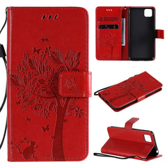 Tree & Cat Embossed Pattern Horizontal Flip Leather Case with Holder & Card Slots & Wallet & Lanyard, For Huawei P Smart 2020, For Huawei Y5p