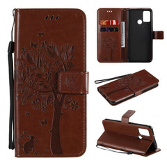 Tree & Cat Embossed Pattern Horizontal Flip Leather Case with Holder & Card Slots & Wallet & Lanyard, For Huawei Y6p, For Huawei Honor 9A