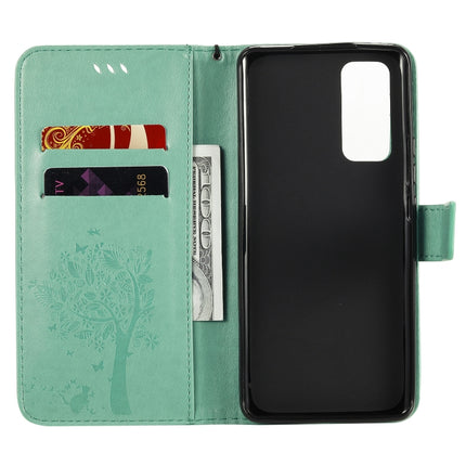 Tree & Cat Embossed Pattern Horizontal Flip Leather Case with Holder & Card Slots & Wallet & Lanyard, For Huawei Honor 30 Pro, For Huawei Honor 30