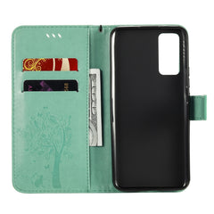Tree & Cat Embossed Pattern Horizontal Flip Leather Case with Holder & Card Slots & Wallet & Lanyard, For Huawei Honor 30, For Huawei Honor Play4T Pro