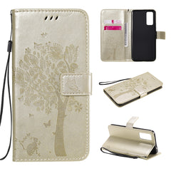 Tree & Cat Embossed Pattern Horizontal Flip Leather Case with Holder & Card Slots & Wallet & Lanyard, For Huawei Honor 30 Pro, For Huawei Honor 30