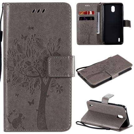 Tree & Cat Embossed Pattern Horizontal Flip Leather Case with Holder & Card Slots & Wallet & Lanyard, For Huawei Honor Play4T Pro, For Nokia 1.3
