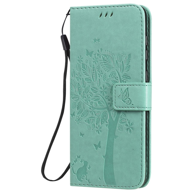 Tree & Cat Embossed Pattern Horizontal Flip Leather Case with Holder & Card Slots & Wallet & Lanyard, For Samsung Galaxy A21s, For Samsung Galaxy A31