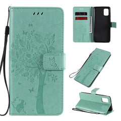 Tree & Cat Embossed Pattern Horizontal Flip Leather Case with Holder & Card Slots & Wallet & Lanyard, For Samsung Galaxy A31, For Samsung Galaxy A41