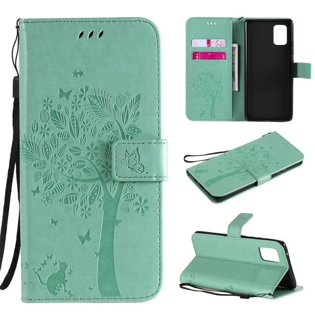 Tree & Cat Embossed Pattern Horizontal Flip Leather Case with Holder & Card Slots & Wallet & Lanyard, For Samsung Galaxy A71 5G, For Sony Xperia L4