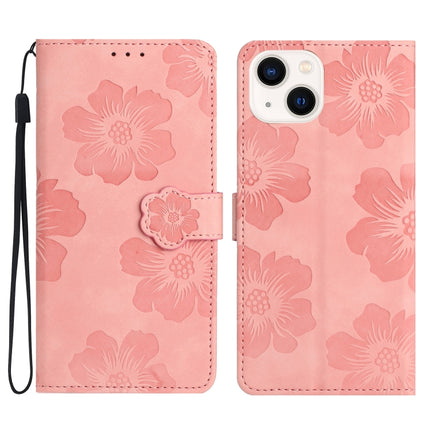 Flower Embossing Pattern Leather Phone Case, For iPhone 15, For iPhone 14 Plus, For iPhone 14, For iPhone 14 Pro