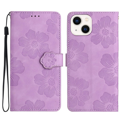 Flower Embossing Pattern Leather Phone Case, For iPhone 15, For iPhone 14 Plus, For iPhone 14, For iPhone 14 Pro