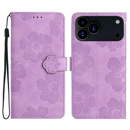 Flower Embossing Pattern Leather Phone Case, For iPhone 16e / 17e, For iPhone 17 Pro Max, For iPhone 17 Pro, For iPhone 17