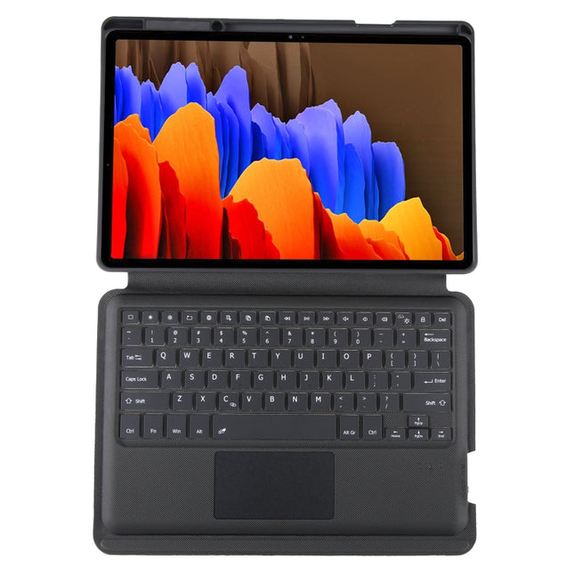 T970B-AS Pivot Backlight Upper Pen Tray Bluetooth Keyboard Leather Case For Samsung Galaxy Tab S7+/S7 FE/S8+
