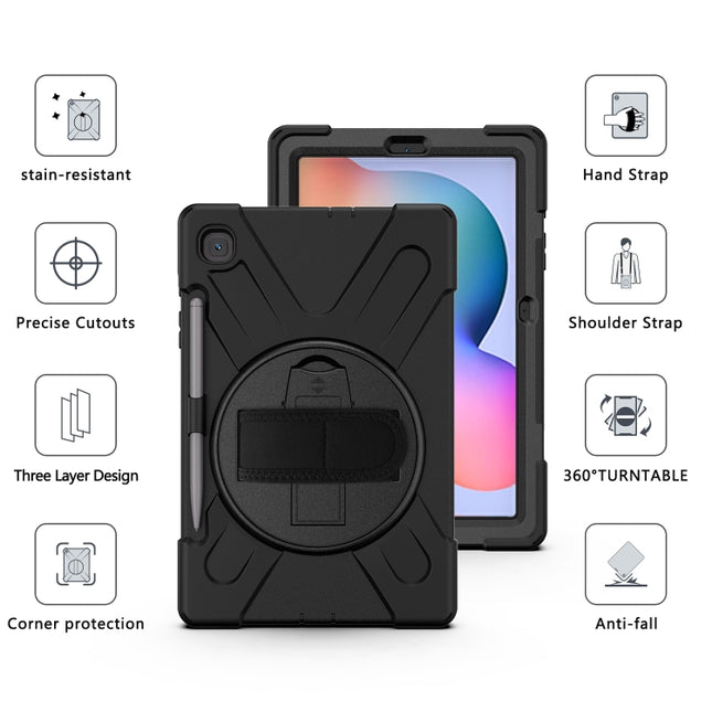 Funda protectora de silicona y PC a prueba de golpes con soporte, correa para el hombro, correa para la mano y ranura para bolígrafo, para Samsung Galaxy Tab S6 Lite P610, para iPad Pro 12.9 2021/2020