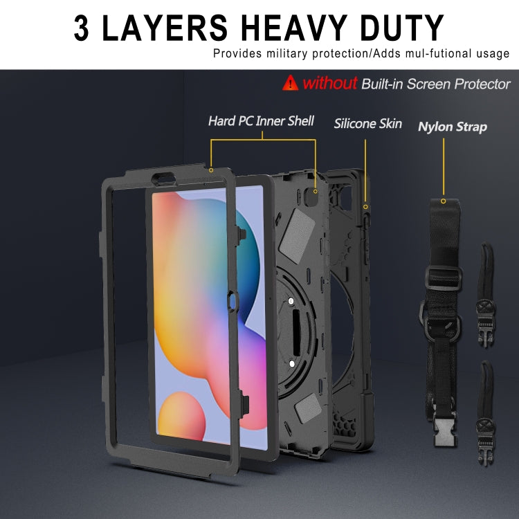 Shockproof Colorful Silicone + PC Protective Case with Holder & Shoulder Strap & Hand Strap & Pen Slot, For Samsung Galaxy Tab S6 Lite P610, For iPad Pro 12.9 2021 / 2020