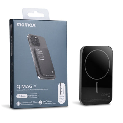 MOMAX Q.MAG X Portable Metal Magnetic Wireless Power Bank, 5000mAh, 20000mAh