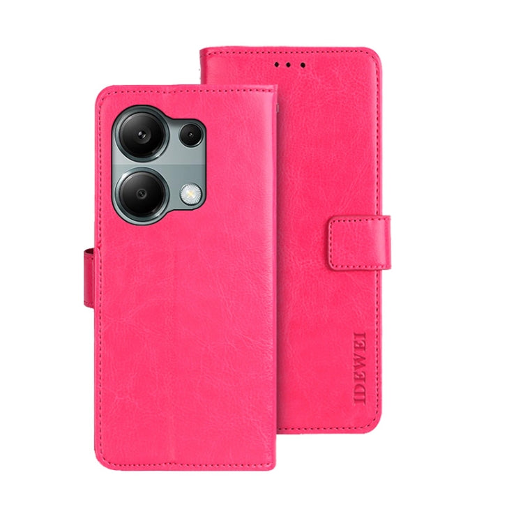 idewei Crazy Horse Texture Leather Phone Case, For Xiaomi Redmi A3 4G, For Xiaomi Redmi Note 13 Pro 4G, For Xiaomi Redmi Note 13 4G Global
