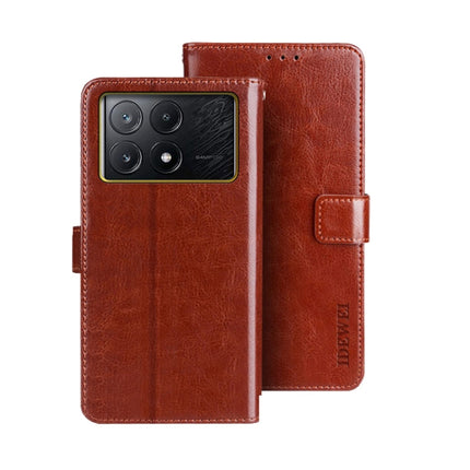 idewei Crazy Horse Texture Leather Phone Case, For Xiaomi Poco X6 Pro 5G, For Xiaomi Poco X6 5G, For Xiaomi Redmi Note 13 5G
