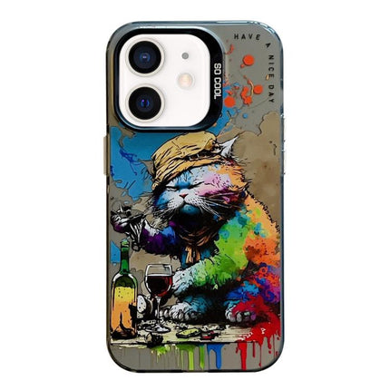 Animal Pattern Oil Painting Series PC + TPU Phone Case, For iPhone 12 mini