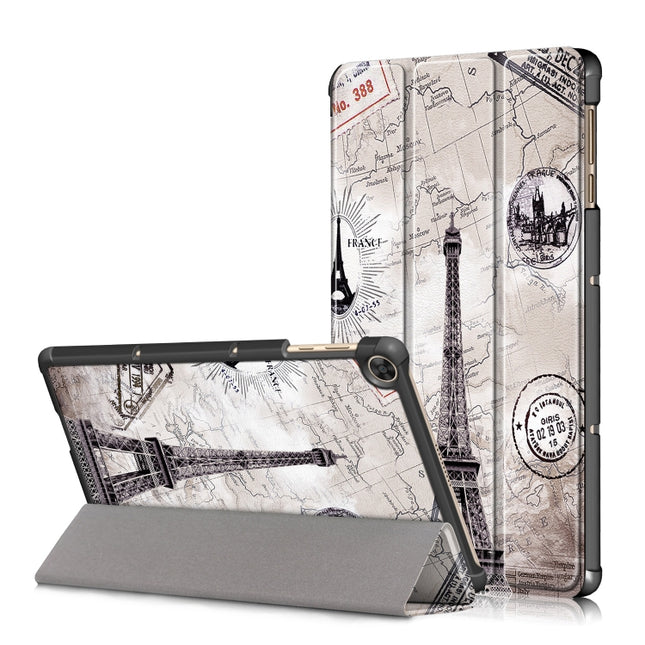 Custer Painted Painted 3-folding Holder Tablet PC Leather Case, For Honor Pad 7 10.1inch/X8/X8 Lite