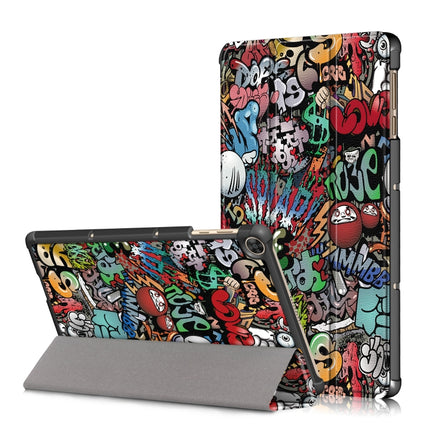 Custer Painted Painted 3-folding Holder Tablet PC Leather Case, For Honor Pad 7 10.1inch/X8/X8 Lite