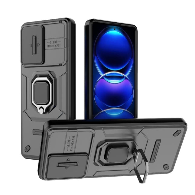 Sliding Camshield TPU + PC Shockproof Phone Case with Holder, For Xiaomi Redmi Note 12 Pro+ 5G Global, For Xiaomi Redmi Note 12 Pro 5G Global, For Xiaomi Redmi Note 12 5G Global, For Xiaomi Redmi K60 Ultra 5G