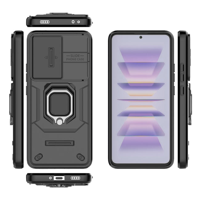 Sliding Camshield TPU + PC Shockproof Phone Case with Holder, For Xiaomi Redmi K60 5G