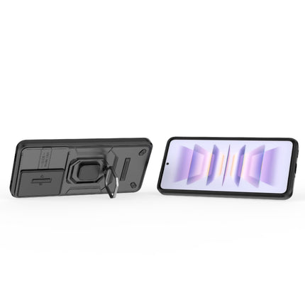 Sliding Camshield TPU + PC Shockproof Phone Case with Holder, For Xiaomi Redmi K60 5G