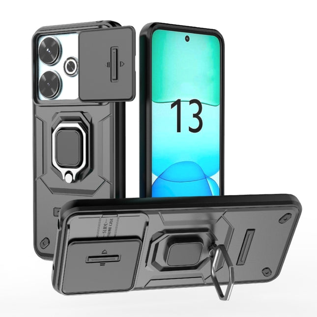 Sliding Camshield TPU + PC Shockproof Phone Case with Holder, For Xiaomi Redmi 13 4G Global, For Xiaomi Redmi Turbo 3 5G, For Xiaomi Redmi A3 4G Global, For Xiaomi Redmi Note 13 Pro 4G Global