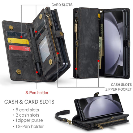 CaseMe 008 Multifunctional Zipper Wallet Phone Leather Case, For Samsung Galaxy Z Fold5