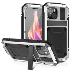 R-JUST Shockproof Life Waterproof Dust-proof Metal + Silicone Phone Case with Holder, For iPhone 15 Pro Max, For iPhone 15 Pro, For iPhone 15 Plus, For iPhone 15