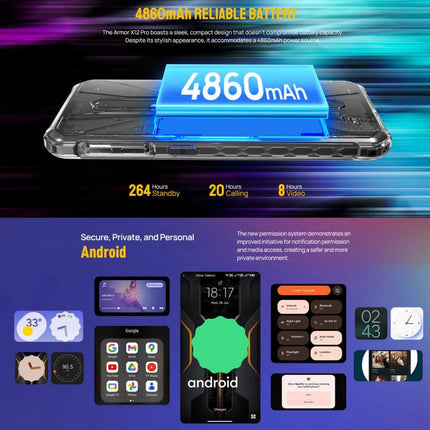 Ulefone Armor X12 Pro, teléfono resistente IP68/IP69K, 5,45 pulgadas, Android 13, MediaTek Helio G36 Octa Core, red: 4G, NFC, 4 GB + 64 GB
