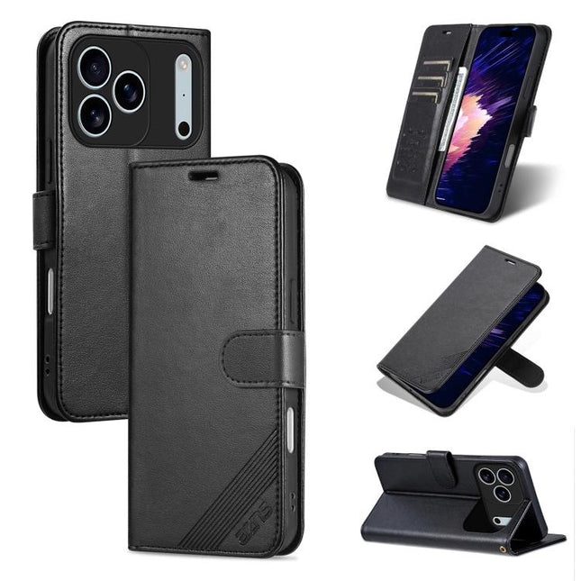 AZNS Sheepskin Texture Flip Leather Phone Case, For iPhone 17 Pro Max, For iPhone 17 Pro, For iPhone 17, For iPhone Air, For iPhone 16e, For iPhone 16 Pro Max, For iPhone 16 Pro, For iPhone 15 Pro Max