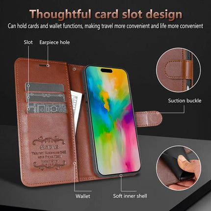 AZNS Sheepskin Texture Flip Leather Phone Case, For iPhone 17 Pro Max, For iPhone 17 Pro, For iPhone 17, For iPhone Air, For iPhone 16e, For iPhone 16 Pro Max, For iPhone 16 Pro, For iPhone 15 Pro Max