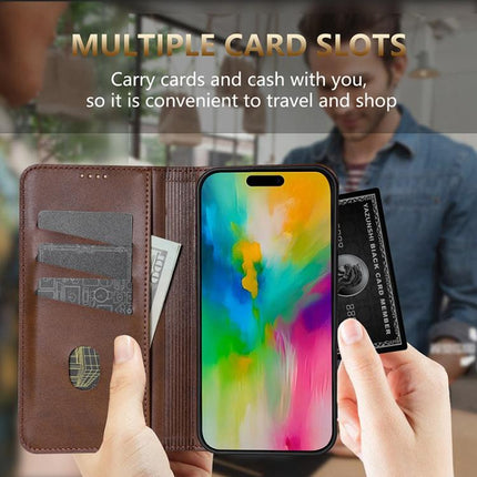 AZNS Magnetic Calf Texture Flip Leather Phone Case, For iPhone 18 Pro, For iPhone 18 Pro Max, For iPhone 17e / 16e, For iPhone 17 Pro Max