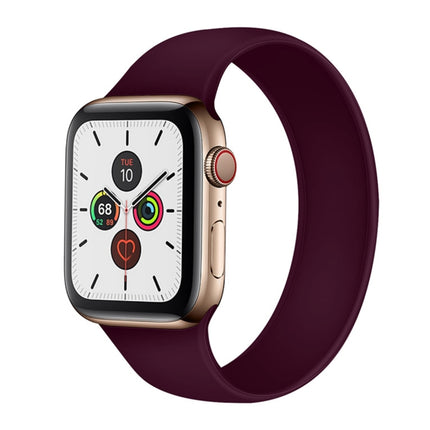 For Apple Watch Series 5 & 4 40mm / 3 & 2 & 1 38mm Solid Color Elastic Silicone Replacement Wrist Strap Watchband, Size:S 130mm, S 130mm, M 143mm