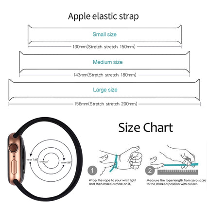 For Apple Watch Series 5 & 4 44mm / 3 & 2 & 1 42mm Solid Color Elastic Silicone Replacement Wrist Strap Watchband, L 156mm, Size:L 156mm