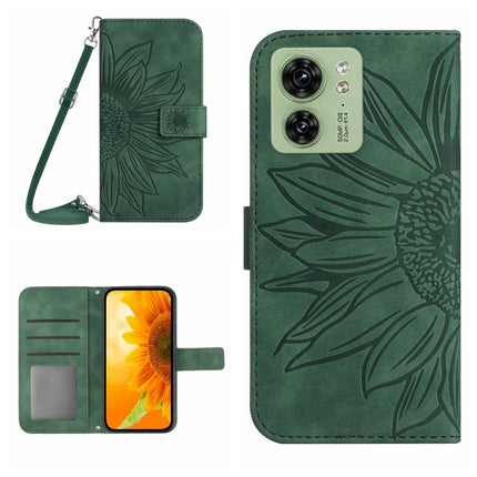 HT04 Skin Feel Sun Flower Embossed Flip Leather Phone Case with Lanyard, For Motorola Edge 40