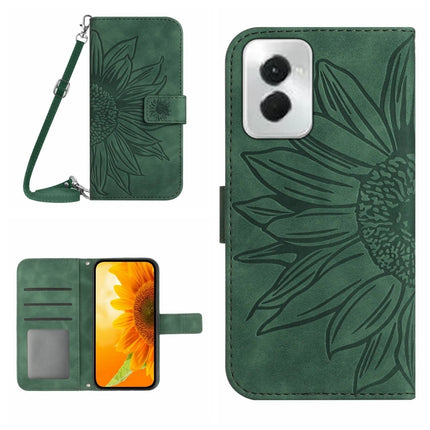 HT04 Skin Feel Sun Flower Embossed Flip Leather Phone Case with Lanyard, For Motorola Moto G Play 5G 2024, For Motorola Moto G Power 5G 2024
