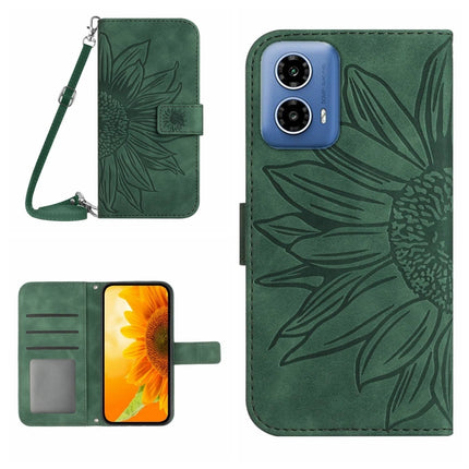 HT04 Skin Feel Sun Flower Embossed Flip Leather Phone Case with Lanyard, For Motorola Moto G45 5G, For Motorola Edge 50 5G