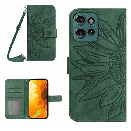 HT04 Skin Feel Sun Flower Embossed Flip Leather Phone Case with Lanyard, For Motorola Moto G Play 2025, For Motorola Moto G75 5G