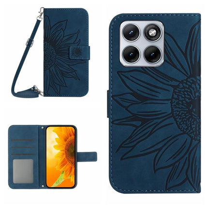 HT04 Skin Feel Sun Flower Embossed Flip Leather Phone Case with Lanyard, For Motorola Edge 70 Pro 5G, For Motorola Edge 70 Fusion 5G