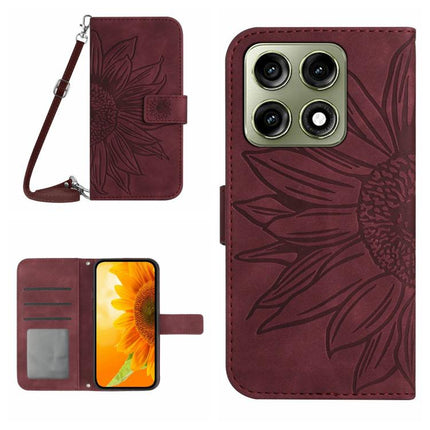 HT04 Skin Feel Sun Flower Embossed Flip Leather Phone Case with Lanyard, For Motorola Edge 70 Pro 5G, For Motorola Edge 70 Fusion 5G