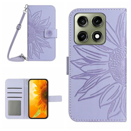 HT04 Skin Feel Sun Flower Embossed Flip Leather Phone Case with Lanyard, For Motorola Edge 70 Pro 5G, For Motorola Edge 70 Fusion 5G
