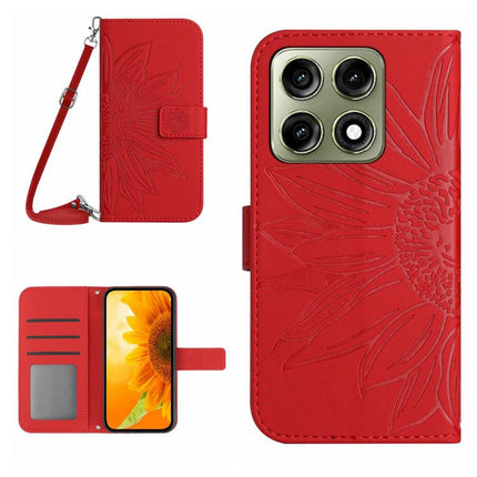 HT04 Skin Feel Sun Flower Embossed Flip Leather Phone Case with Lanyard, For Motorola Edge 70 Pro 5G, For Motorola Edge 70 Fusion 5G