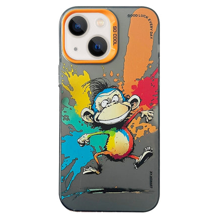 Double Layer Color Silver Series Animal Oil Painting Phone Case, For iPhone 14