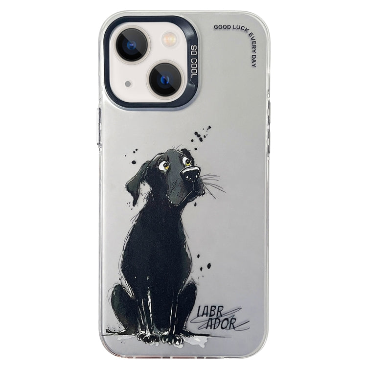 Double Layer Color Silver Series Animal Oil Painting Phone Case, For iPhone 14