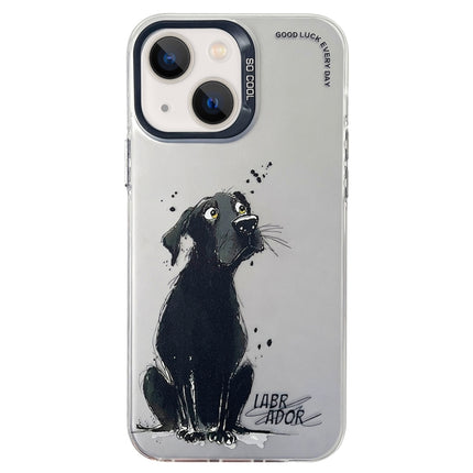 Double Layer Color Silver Series Animal Oil Painting Phone Case, For iPhone 14