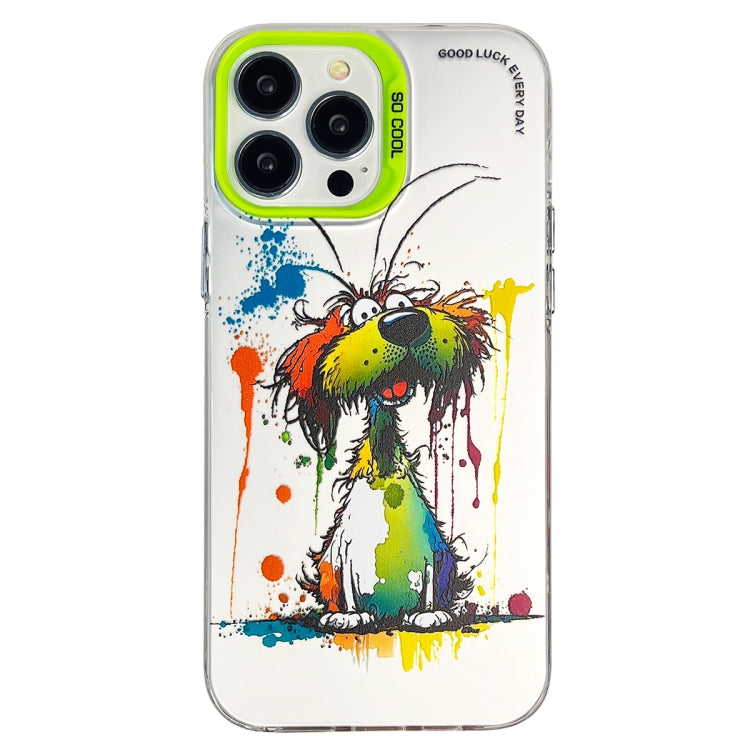 Double Layer Color Silver Series Animal Oil Painting Phone Case, For iPhone 13 Pro Max